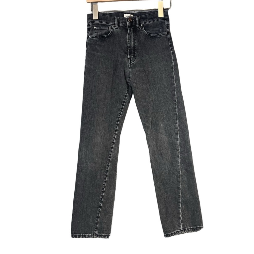 Toteme Crop Twisted Seam Straight Leg Faded Black 24 W 25 L Stretch Denim Jean - Picture 3 of 16